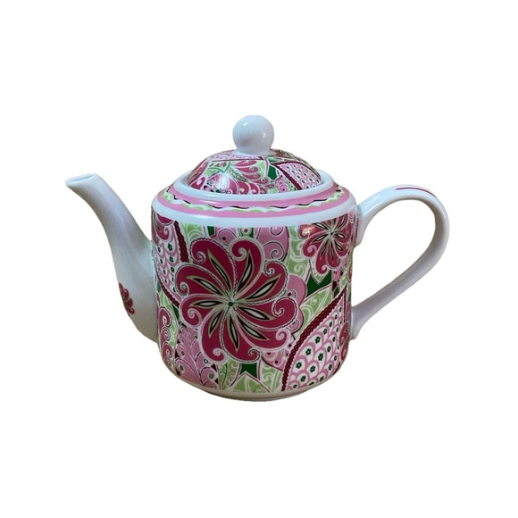 Vera Bradley Pinwheel Pink, Green 32oz Teapot Andrea by Sadek - Picture 2 of 12